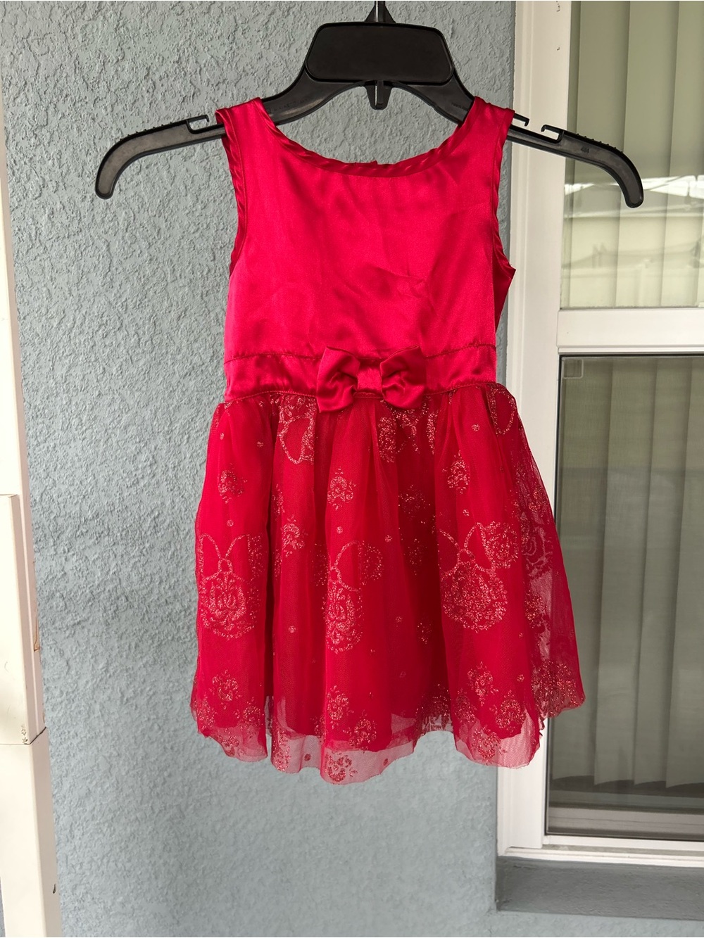 Disney Girls Toddler Minnie Mouse Fit & Flare Red Tulle Bow Dress 3T